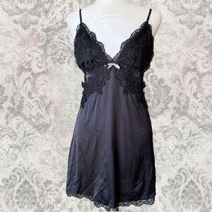 Black Lace Backless Whimsigoth Coquette Women’s Small Lingerie Slip Dress